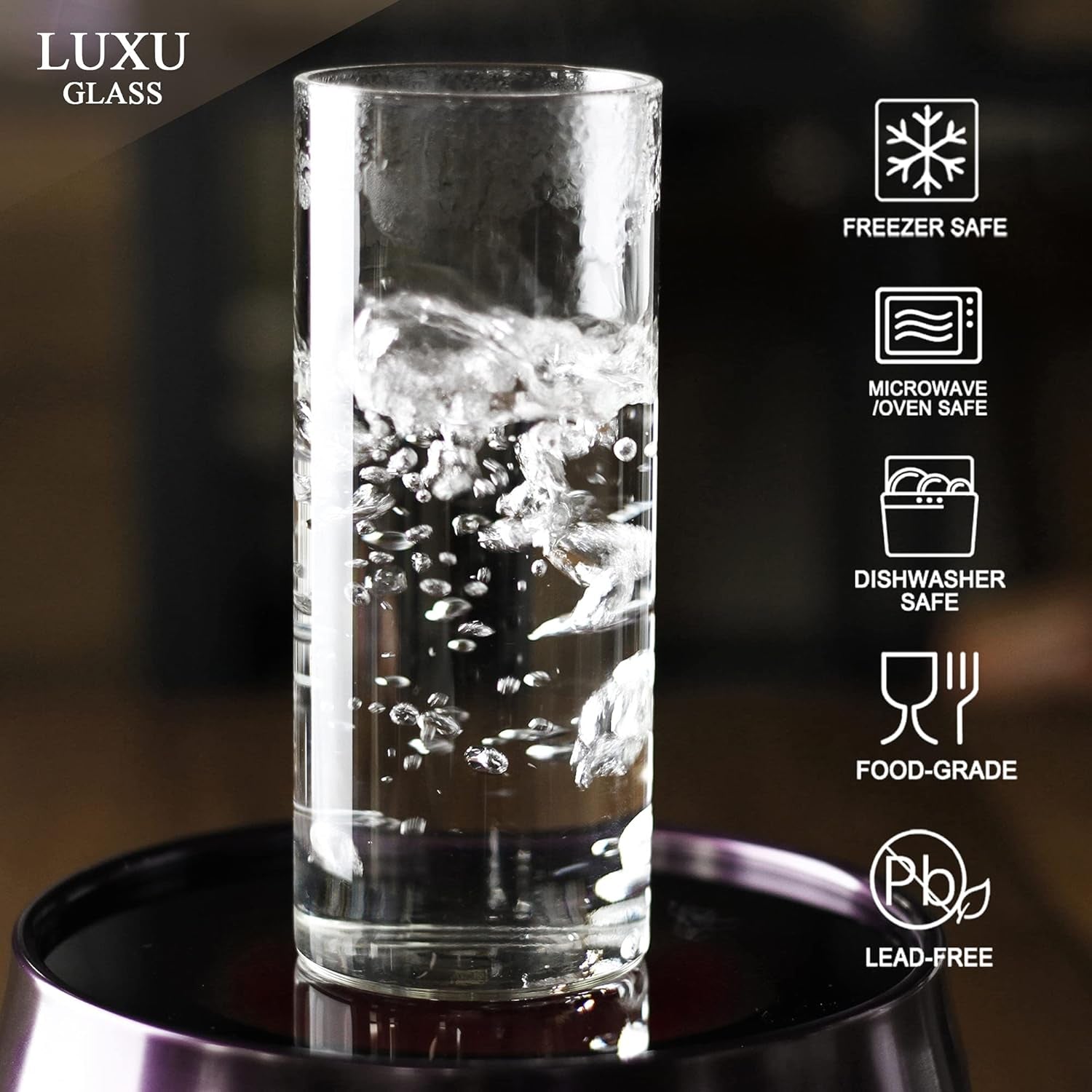 Drinking Glasses 15.5 Oz, Thin Highball Glasses Set of 4,Elegant Bar Glassware for Water, Juice, Beer, Drinks, and Cocktails and Mixed Drinks,Lead-Free Pint Glasses,Glass Drink Tumblers