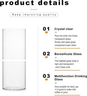 Drinking Glasses 15.5 Oz, Thin Highball Glasses Set of 4,Elegant Bar Glassware for Water, Juice, Beer, Drinks, and Cocktails and Mixed Drinks,Lead-Free Pint Glasses,Glass Drink Tumblers