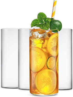 Drinking Glasses 15.5 Oz, Thin Highball Glasses Set of 4,Elegant Bar Glassware for Water, Juice, Beer, Drinks, and Cocktails and Mixed Drinks,Lead-Free Pint Glasses,Glass Drink Tumblers